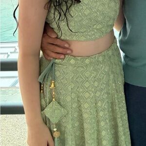 Chic Mint Green Embroidered Lehenga Choli Set